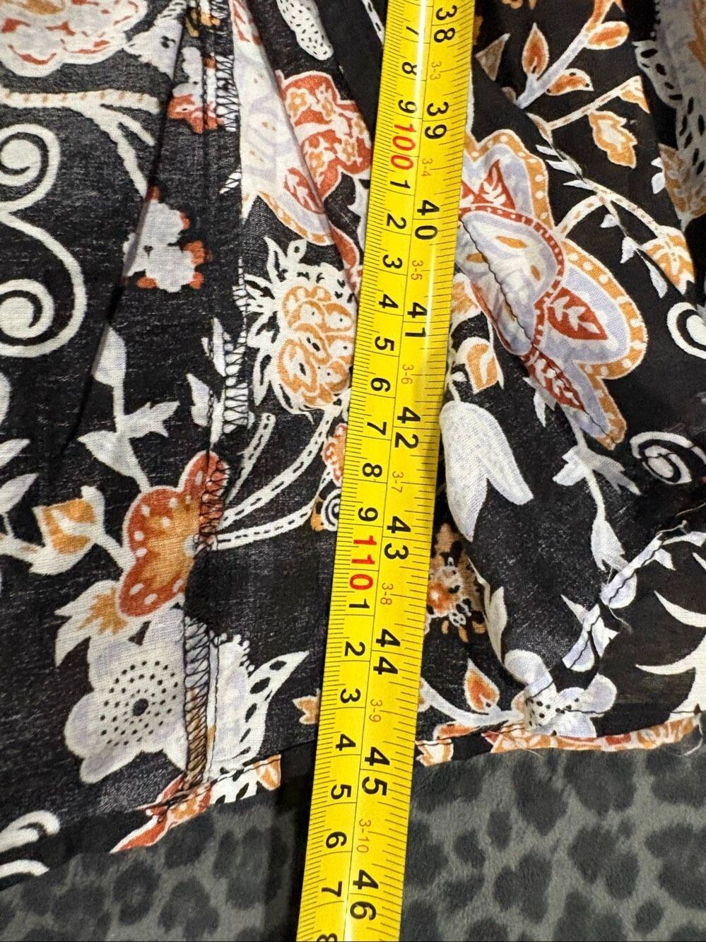 Saks Fifth Avenue Floral Midi Dress Black Cotton Tassel Tie Waist Size Medium - Picture 9 of 10